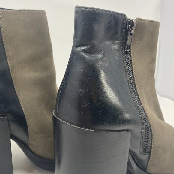 Shoemint Two-Tone Suede Ankle Chunky Heel Boots Size 9 - Picture 5 of 10